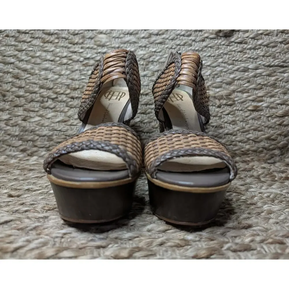 House Of Harlow 1960 Open Toe Platform Wedge Sandals Basket Weave 36.6 EU 6.5 US
